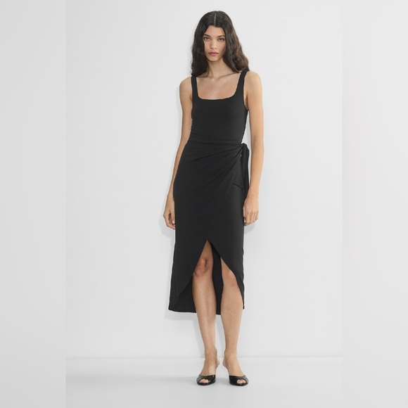 Aritzia Wilfred Olive Green Saturn Midi Dress size M - Picture 3 of 6